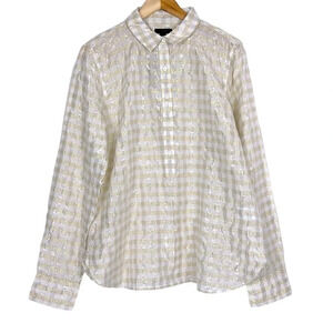 J.Crew‎ New Women’s 16T Gold Sliver Metallic Button Long Sleeve Blouse